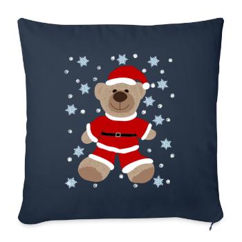 Costume brun de Père Noël d’ours en peluche, Étoile des neiges - Housse de coussin décorative 45 x 45 cm - bleu marine - Devant