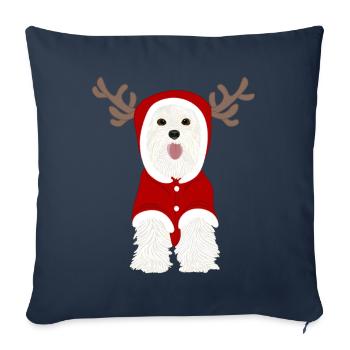 White Terrier Santa Claus Suit Reindeer Antlers - Sofa pillowcase 17,3'' x 17,3'' (45 x 45 cm) - navy - Front