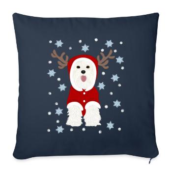 White Terrier Santa Claus Suit Snow Stars - Sofa pillowcase 17,3'' x 17,3'' (45 x 45 cm) - navy - Front
