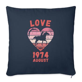 Amour équitation anniversaire août 1974 - Housse de coussin décorative 45 x 45 cm - bleu marine - Devant