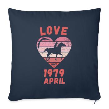 Amour équitation anniversaire avril 1979 - Housse de coussin décorative 45 x 45 cm - bleu marine - Devant