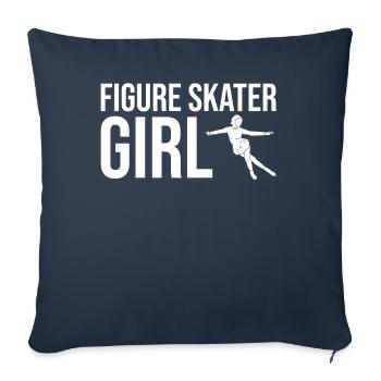 Patinage artistique - Patineuse artistique - Housse de coussin décorative 45 x 45 cm - bleu marine - Devant
