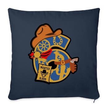 Cowboy 6ème anniversaire numéro 6 - 6 ans - Housse de coussin décorative 45 x 45 cm - bleu marine - Devant