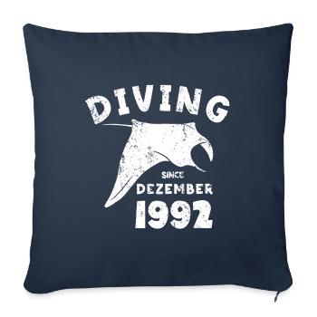 Diver Birthday - Plongée depuis décembre 1992 - Housse de coussin décorative 45 x 45 cm - bleu marine - Devant