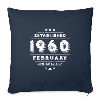 Anniversaire en février 1960 - février - Housse de coussin décorative 45 x 45 cm - bleu marine - Devant