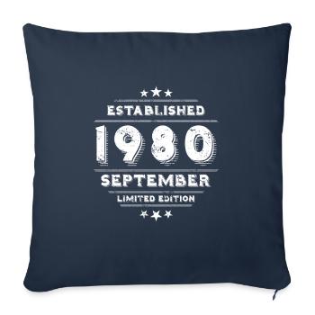 Anniversaire en Septembre 1980 - Septembre - Housse de coussin décorative 45 x 45 cm - bleu marine - Devant