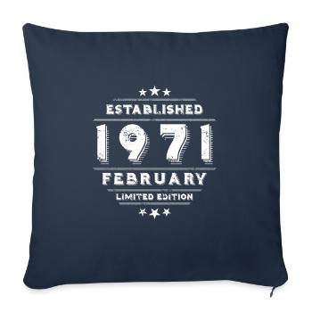 Birthday in February 1971 - February - Sofa pillowcase 17,3'' x 17,3'' (45 x 45 cm) - navy - Front