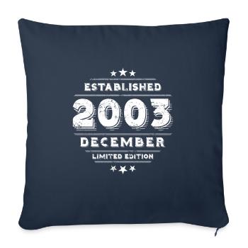 Anniversaire en décembre 2003 - décembre - Housse de coussin décorative 45 x 45 cm - bleu marine - Devant