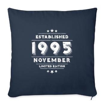 Anniversaire en novembre 1995 - novembre - Housse de coussin décorative 45 x 45 cm - bleu marine - Devant