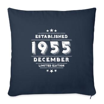 Birthday in December 1955 - December - Sofa pillowcase 17,3'' x 17,3'' (45 x 45 cm) - navy - Front