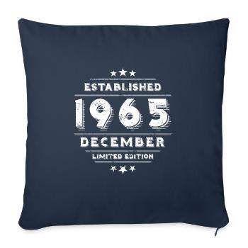 Anniversaire en décembre 1965 - décembre - Housse de coussin décorative 45 x 45 cm - bleu marine - Devant