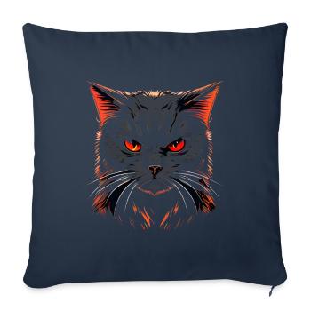 Black Cat With Red Evil Eyes - Sofa pillowcase 17,3'' x 17,3'' (45 x 45 cm) - navy - Front