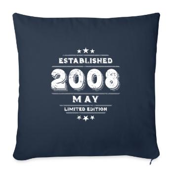 Anniversaire en mai 2008 - mai - Housse de coussin décorative 45 x 45 cm - bleu marine - Devant