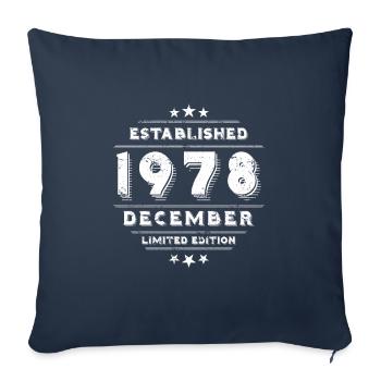 Anniversaire en décembre 1978 - décembre - Housse de coussin décorative 45 x 45 cm - bleu marine - Devant