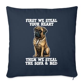 Bullmastiff First We Steal Your Heart - Sofa pillowcase 17,3'' x 17,3'' (45 x 45 cm) - navy - Front