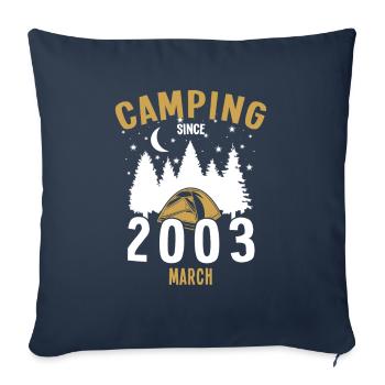 Anniversaire: Camping depuis mars 2003 Camping - Housse de coussin décorative 45 x 45 cm - bleu marine - Devant