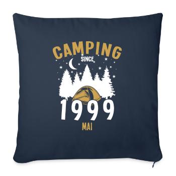 Anniversaire: Camping depuis mai 1999 Camping - Housse de coussin décorative 45 x 45 cm - bleu marine - Devant