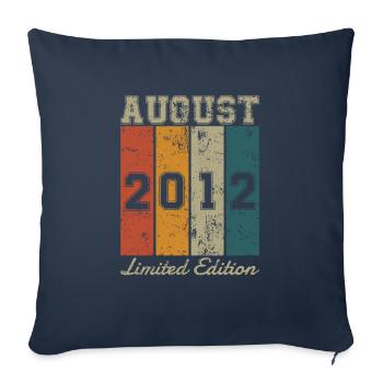Date de naissance: Août 2012 - Limited Edition Retro - Housse de coussin décorative 45 x 45 cm - bleu marine - Devant