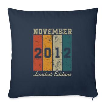Date de naissance: Novembre 2012 - Limited Edition Retro - Housse de coussin décorative 45 x 45 cm - bleu marine - Devant