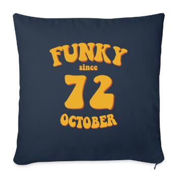 Funky Anniversaire: Octobre 1972 - Flower Power - Housse de coussin décorative 45 x 45 cm - bleu marine - Devant