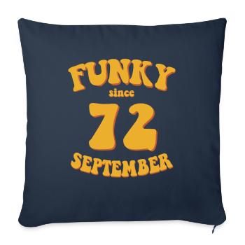 Funky Birthday: Septembre 1972 - Flower Power - Housse de coussin décorative 45 x 45 cm - bleu marine - Devant