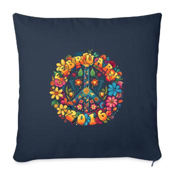 Flower Power Hippie Birthday - February 2016 - Sofa pillowcase 17,3'' x 17,3'' (45 x 45 cm) - navy - Front