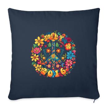 Flower Power Hippie Birthday - July 2016 - Sofa pillowcase 17,3'' x 17,3'' (45 x 45 cm) - navy - Front