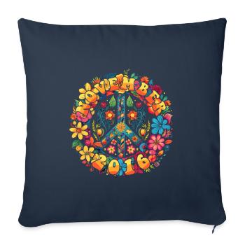Flower Power Hippie Birthday - November 2016 - Sofa pillowcase 17,3'' x 17,3'' (45 x 45 cm) - navy - Front