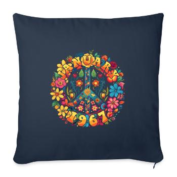 Flower Power Hippie Birthday - January 1967 - Sofa pillowcase 17,3'' x 17,3'' (45 x 45 cm) - navy - Front