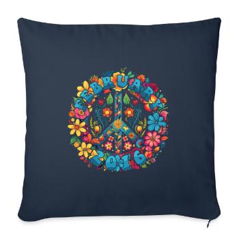 Flower Power Hippie Birthday - February 2016 - Sofa pillowcase 17,3'' x 17,3'' (45 x 45 cm) - navy - Front