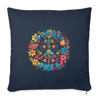 Flower Power Hippie Birthday - August 2016 - Sofa pillowcase 17,3'' x 17,3'' (45 x 45 cm) - navy - Front