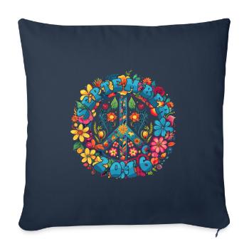 Flower Power Hippie Birthday - September 2016 - Sofa pillowcase 17,3'' x 17,3'' (45 x 45 cm) - navy - Front
