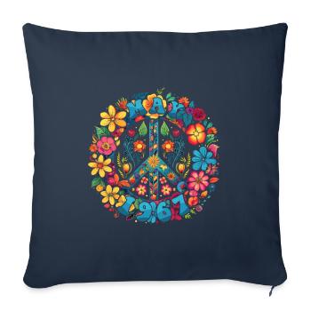 Flower Power Hippie Birthday - May 1967 - Sofa pillowcase 17,3'' x 17,3'' (45 x 45 cm) - navy - Front