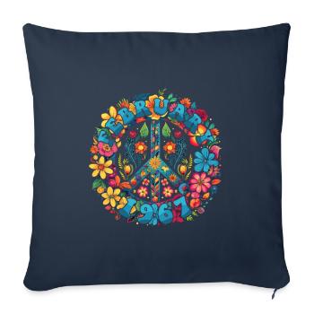 Flower Power Hippie Birthday - February 1967 - Sofa pillowcase 17,3'' x 17,3'' (45 x 45 cm) - navy - Front