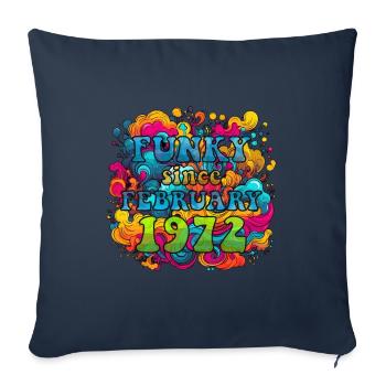 Funky Birthday: Février 1972 - Psychadelic - Housse de coussin décorative 45 x 45 cm - bleu marine - Devant