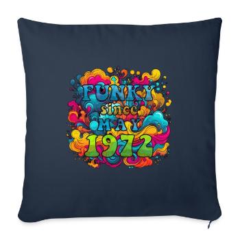Funky Birthday: Mai 1972 - Psychadelic - Housse de coussin décorative 45 x 45 cm - bleu marine - Devant