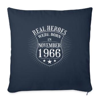 Real Heroes sont nés en Novembre 1966 Anniversaire - Housse de coussin décorative 45 x 45 cm - bleu marine - Devant
