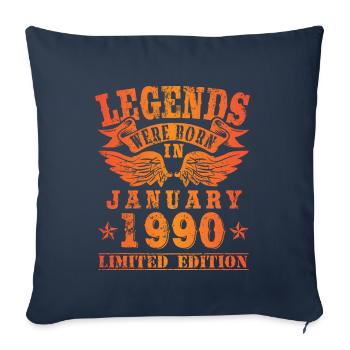 Legends sont nés en Janvier 1990 Anniversaire - Housse de coussin décorative 45 x 45 cm - bleu marine - Devant