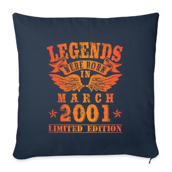 Les légendes sont nées en mars 2001 - Housse de coussin décorative 45 x 45 cm - bleu marine - Devant