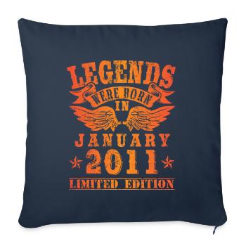 Les légendes sont nées le jour de l'anniversaire de janvier 2011 - Housse de coussin décorative 45 x 45 cm - bleu marine - Devant