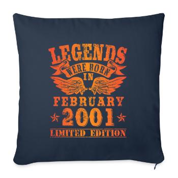 Les légendes sont nées le jour de l'anniversaire de février 2001 - Housse de coussin décorative 45 x 45 cm - bleu marine - Devant