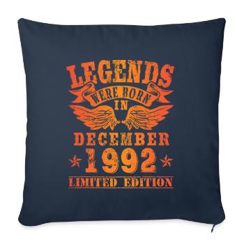 Legends sont nés en Décembre 1992 Anniversaire - Housse de coussin décorative 45 x 45 cm - bleu marine - Devant