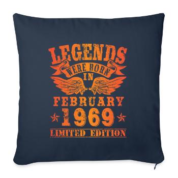 Legends sont nés en février 1969 Anniversaire - Housse de coussin décorative 45 x 45 cm - bleu marine - Devant