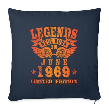 Legends sont nés en juin 1969 Anniversaire - Housse de coussin décorative 45 x 45 cm - bleu marine - Devant