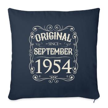 Vintage - Original depuis l'anniversaire de septembre 1954 - Housse de coussin décorative 45 x 45 cm - bleu marine - Devant