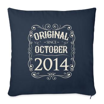 Vintage - Original since October 2014 birthday - Sofa pillowcase 17,3'' x 17,3'' (45 x 45 cm) - navy - Front