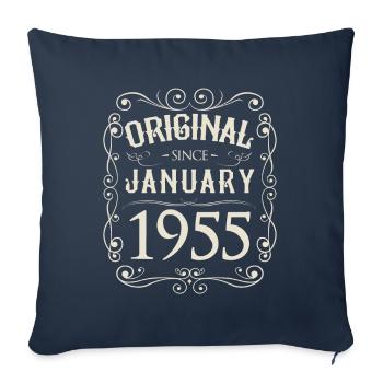 Vintage - Original depuis l'anniversaire de janvier 1955 - Housse de coussin décorative 45 x 45 cm - bleu marine - Devant