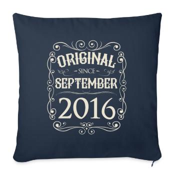 Millésime - Original depuis septembre 2016 Anniversaire - Housse de coussin décorative 45 x 45 cm - bleu marine - Devant