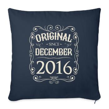 Vintage - Original depuis décembre 2016 Anniversaire - Housse de coussin décorative 45 x 45 cm - bleu marine - Devant