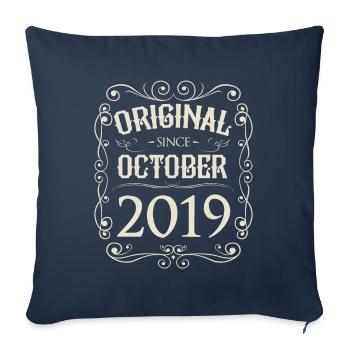Millésime - Original depuis octobre 2019 Anniversaire - Housse de coussin décorative 45 x 45 cm - bleu marine - Devant